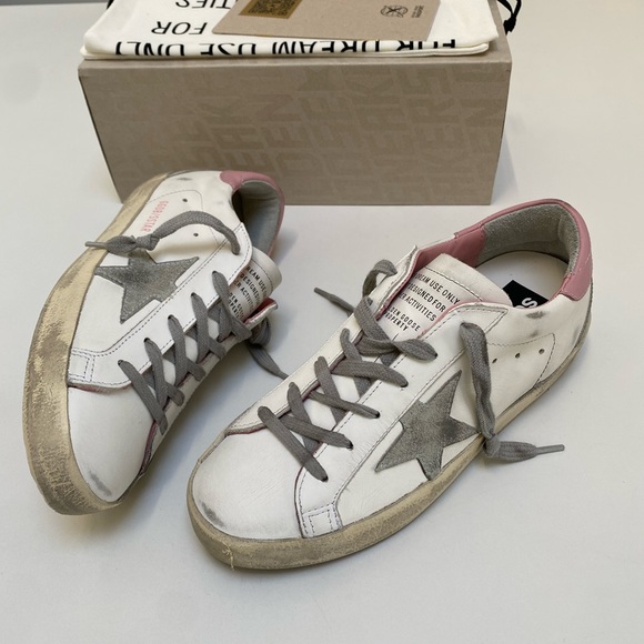 Golden Goose Superstar Sneaker White Leather/Pink Heel/Gray Star sz 38 NIB - Picture 12 of 15